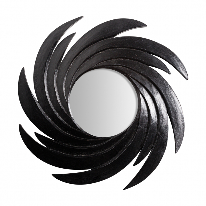 Oglinda rotunda Art Deco lemn salcam negru|Oglinzi decorative [1]