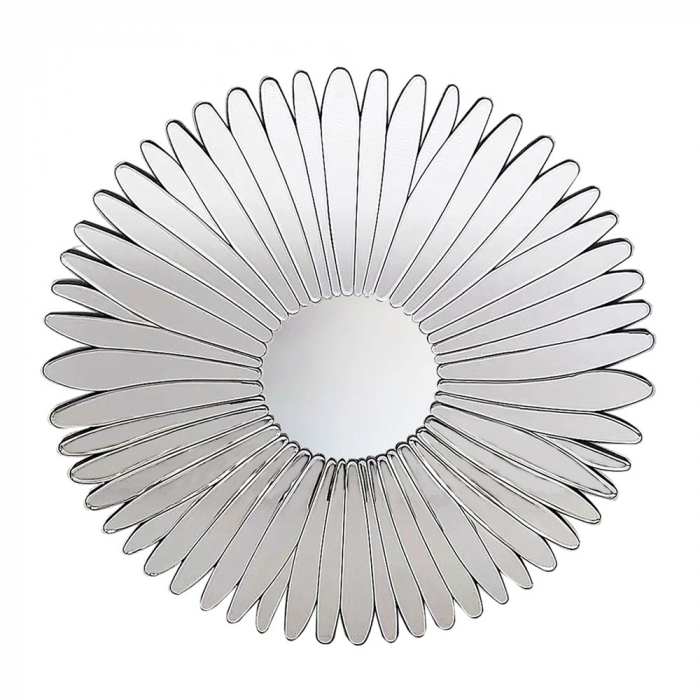 Oglindă decorativă rotundă cu ramă neagră și detalii florale Fleur [1]