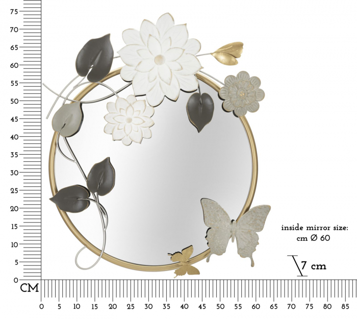 Oglinda rotunda flori Tonis, metal, auriu/multicolor [6]