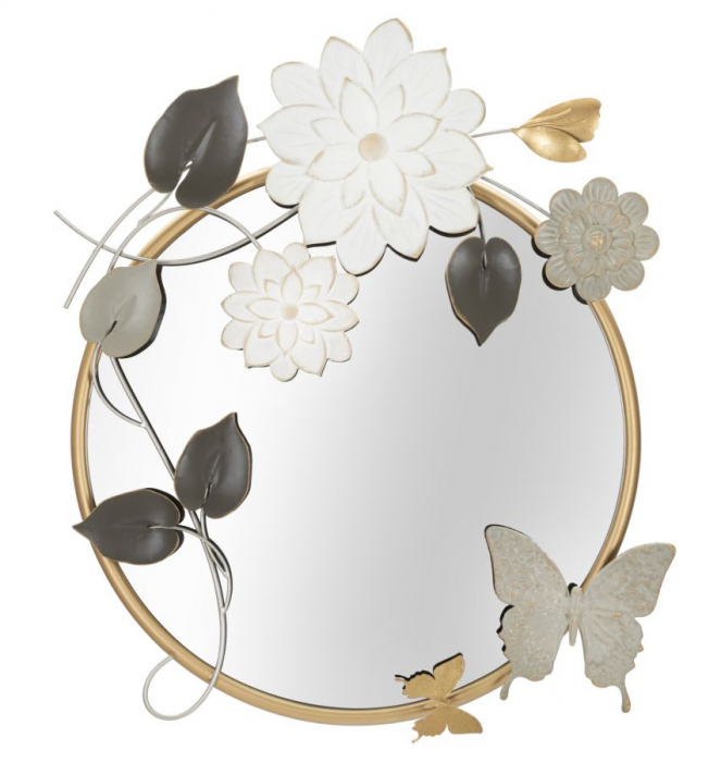 Oglinda rotunda flori Tonis, metal, auriu/multicolor [1]