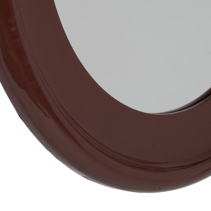Oglindă rotundă grena lăcuită din MDF cu ramă voluminoasă – vedere frontală, ramă groasă lucioasă. [6]