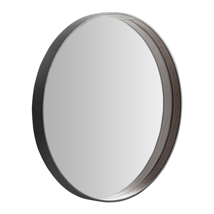 Oglinda rotundă mare de perete cu ramă subțire din metal negru design modern într-un decor contemporan [2]