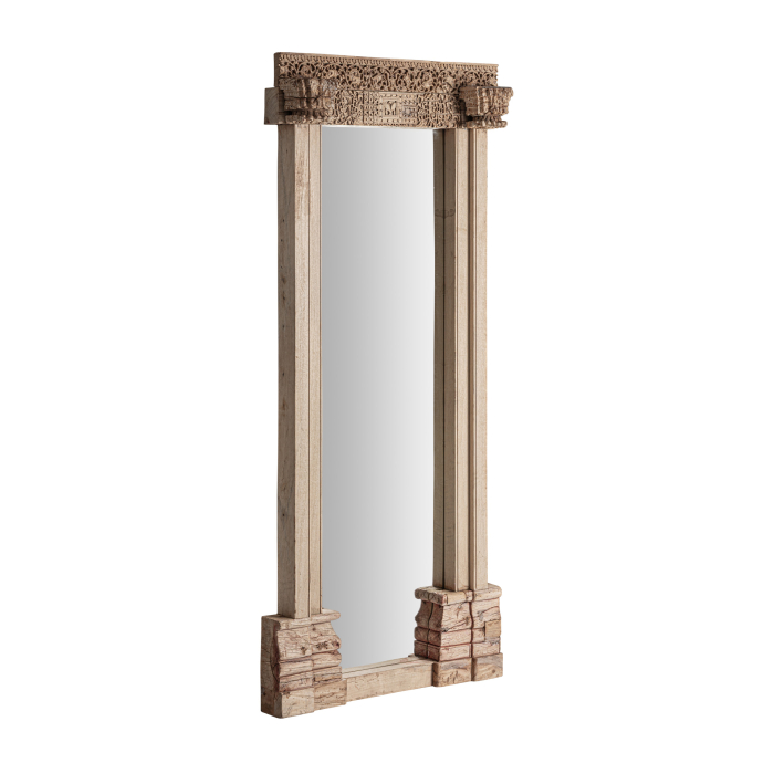 Oglindă verticală lemn tec sculptat Shike [2]