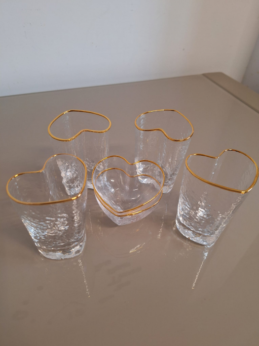 Pahar apa Inima, sticla, transparent auriu - CreativDeco.ro [11]