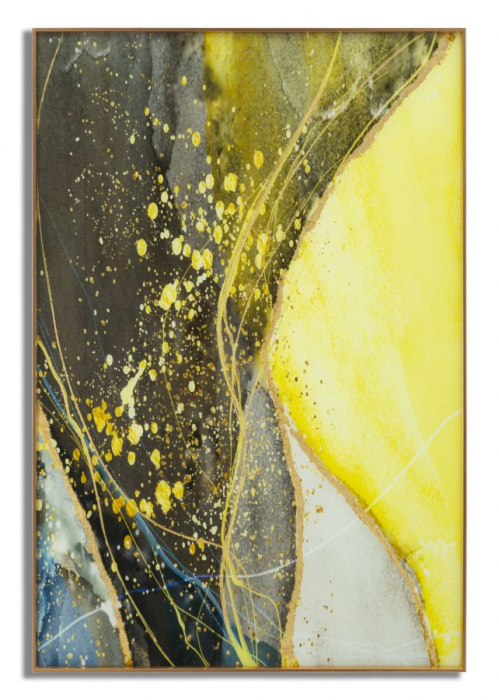 Tablou Sticla Galben CreativDeco - Energie Vibranta si Accente de Auriu [1]