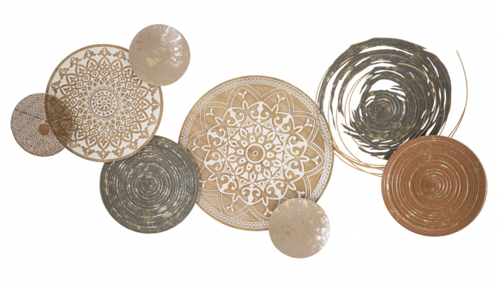 Decorațiune Perete Boho Chic cu Discuri Metalice CreativDeco - Efect Vizual Impresionant [1]