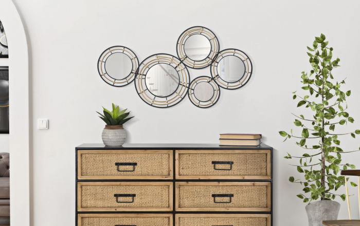 Decorațiune Oglinzi Rotunde Metal Ratan CreativDeco [5]