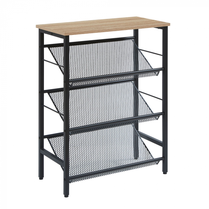 pantofar metalic negru blat nuc Plexus [1]