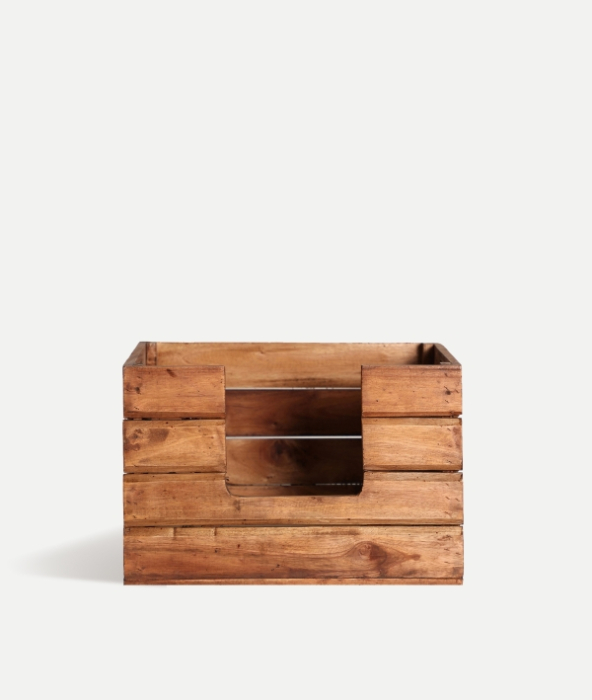 Pat pentru animale din lemn de mahon maro cu design artizanal [2]