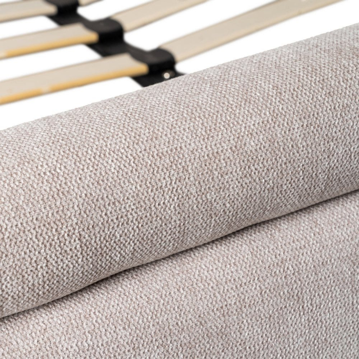 Pat tapițat bej din stofă premium [5]