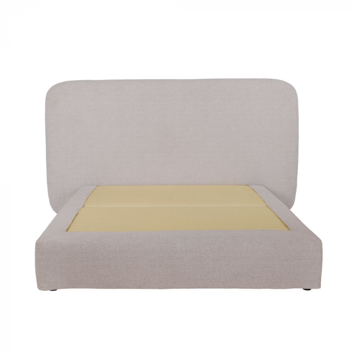 Pat dublu tapițat crem cu tăblie ovală – design luminos și modern [3]