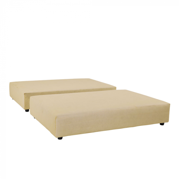 Pat dublu tapițat crem cu tăblie ovală – design luminos și modern [7]