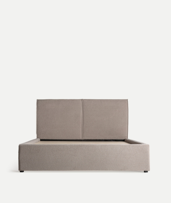 Pat tapițat poliester bej și lemn de pin [4]