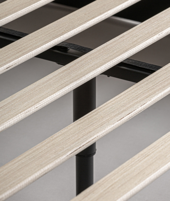 Pat tapițat poliester bej și lemn de pin [8]