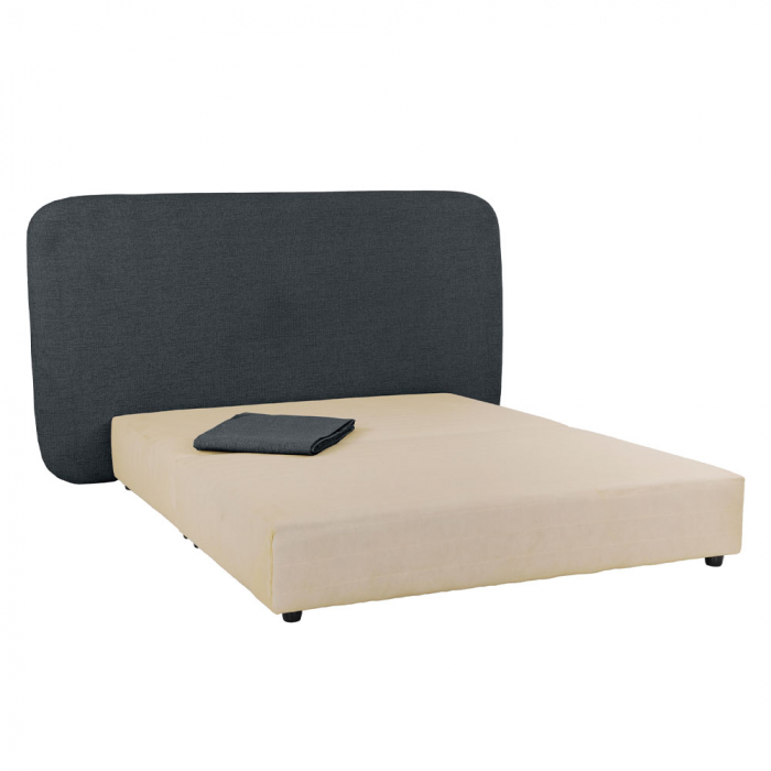 Pat tapițat gri antracit cu tăblie ovală – design fluid și elegant [3]