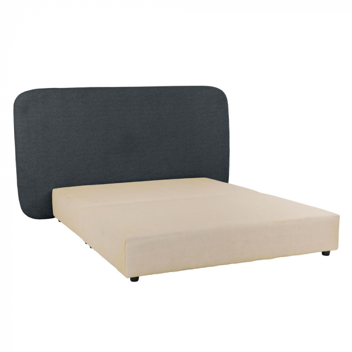 Pat tapițat gri antracit cu tăblie ovală – design fluid și elegant [4]