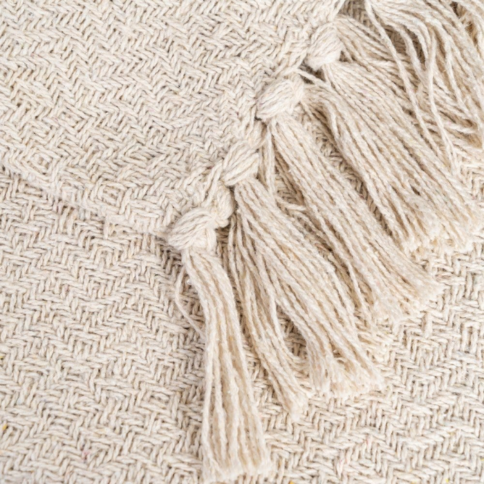 Pătură bej deschis din bumbac cu franjuri 180 x 270 cm [3]