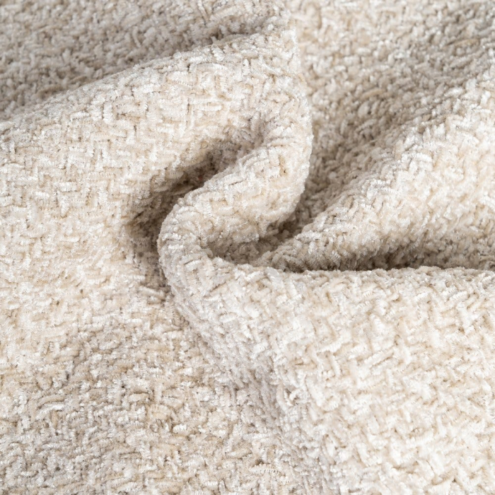 Pătură bej deschis din stofă cu finisaj satinat și franjuri [4]