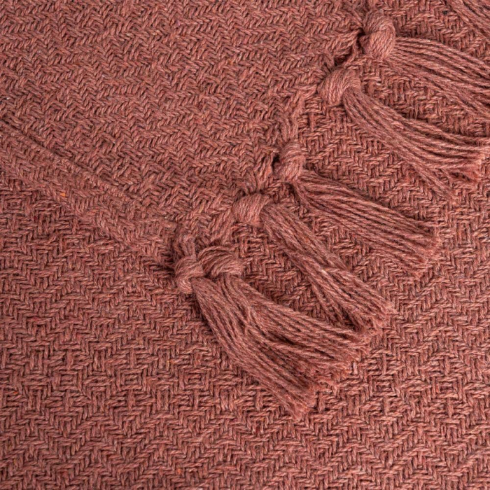 Pătură cărămiziu din bumbac și stofă cu franjuri 180 x 270 cm [3]