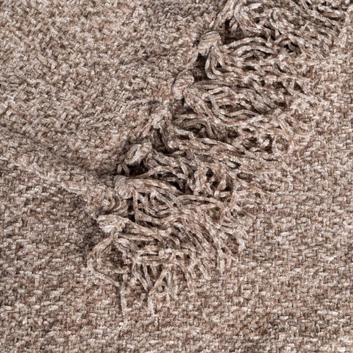 Pătură maro din stofă cu finisaj satinat și franjuri [3]