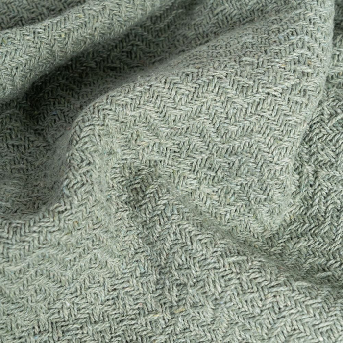 Pătură verde salvie din bumbac și stofă cu franjuri 180 x 270 cm [4]