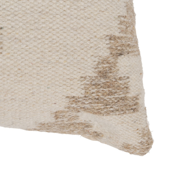 Pernă decorativă alb natural din lână și bumbac cu model geometric 45x45 cm [5]