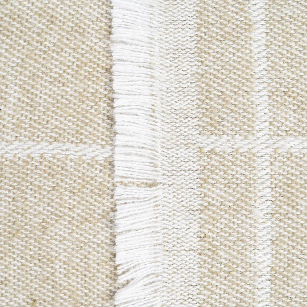 Pernă decorativă bej in carouri 50 x 70 cm din bumbac si poliester [6]