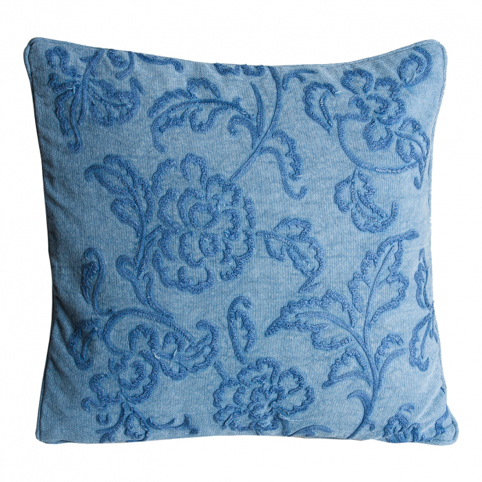 Perna decorativa bumbac albastru provensal|Perne brodate de calitate [1]