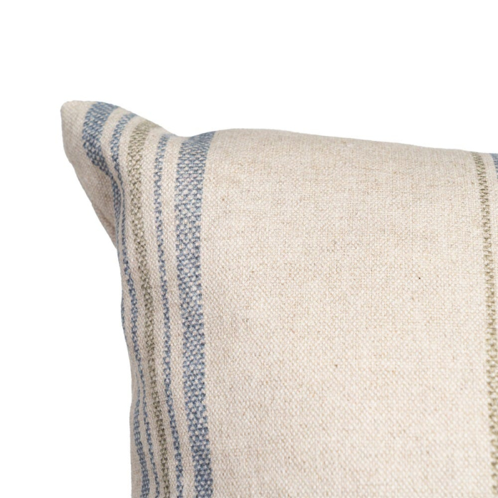 Perna decorativa patrata crem cu albastru si gri din bumbac si in 60 x 60 cm [2]