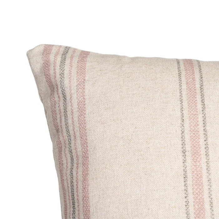 Perna decorativa patrata crem cu roz si gri din bumbac si in 60 x 60 cm [2]