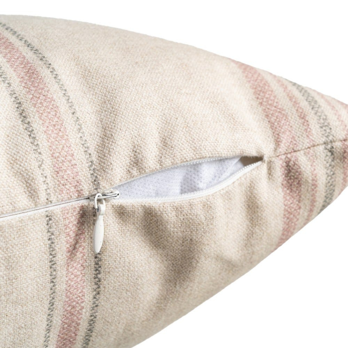 Perna decorativa patrata crem cu roz si gri din bumbac si in 60 x 60 cm [3]