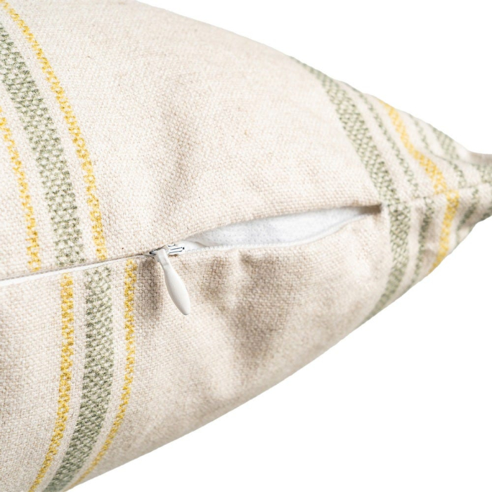 Perna decorativa patrata crem cu verde si galben din bumbac si in 60 x 60 cm [3]
