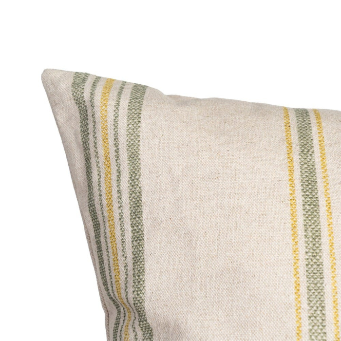 Perna decorativa patrata crem cu verde si galben din bumbac si in 60 x 60 cm [2]