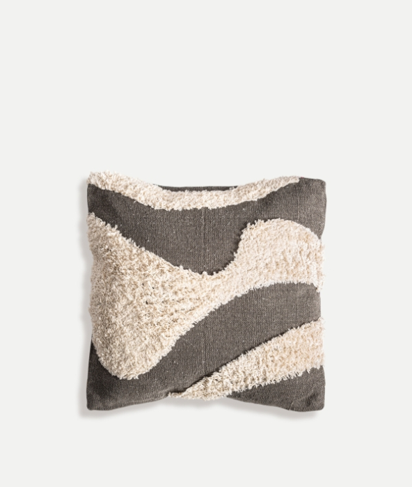 Pernă decorativă Sahun alb murdar cu detalii gri 45x45 cm [1]