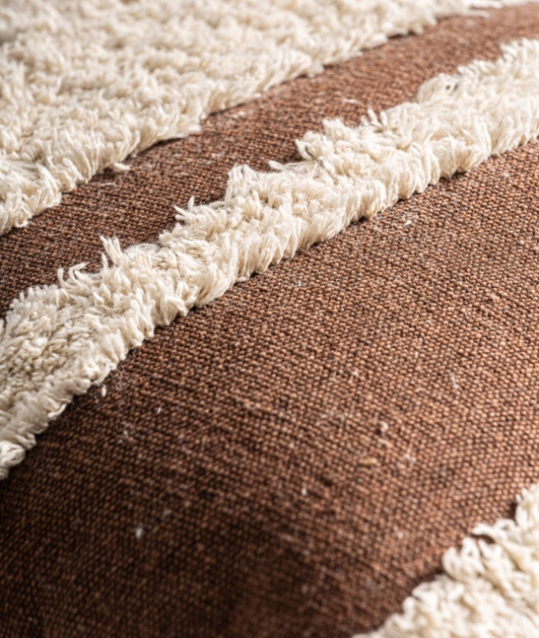 Pernă decorativă bumbac bej cu detalii maro 45x45 cm [3]