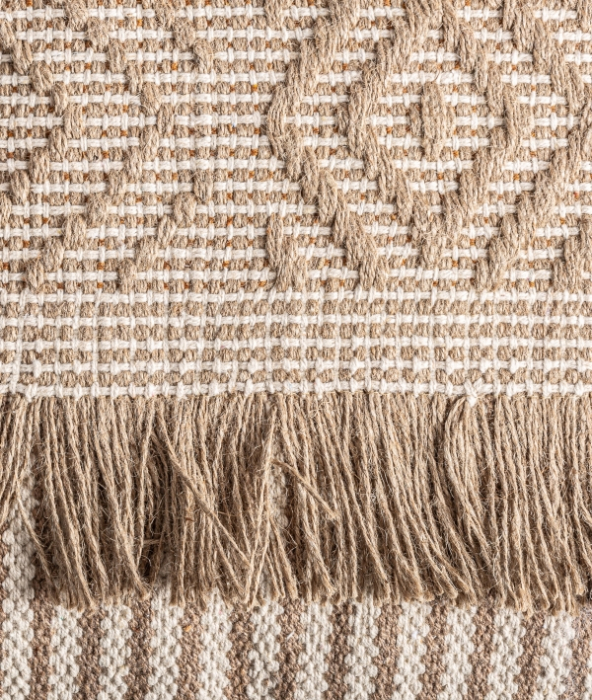 Pernă decorativă iută bej cu detalii maro 44x44 cm [4]