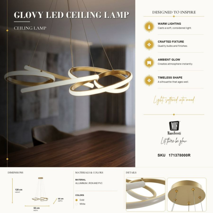 Plafonieră LED aurie design circular [7]