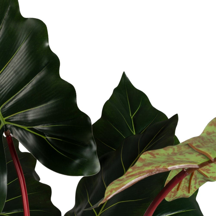 Plantă artificială Alocasia cu frunze mari verzi și ghiveci negru [3]