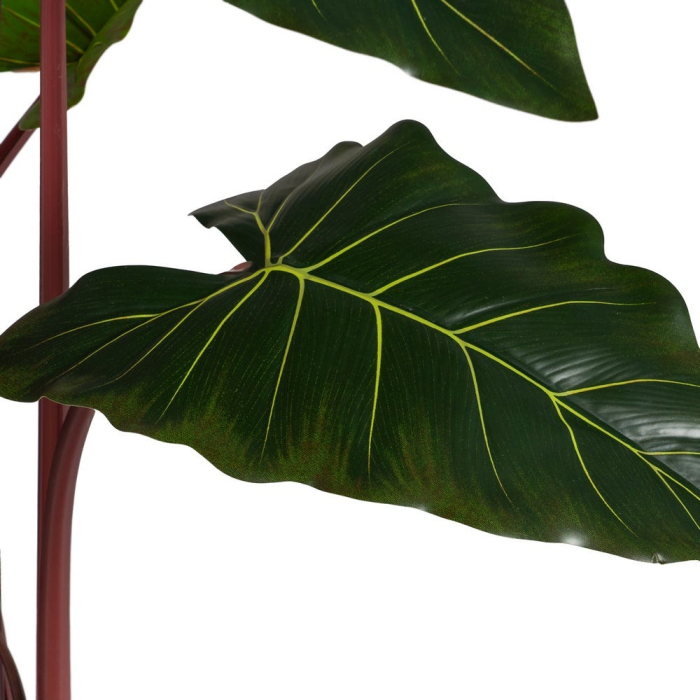 Plantă artificială Alocasia cu frunze mari verzi și ghiveci negru [4]