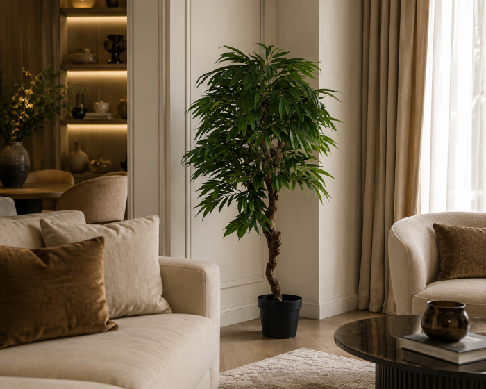 Plantă artificială Eucalyptus cu frunziș bogat și ghiveci negru [2]