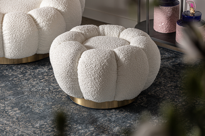 Puf bucle art deco alb|Mobilier modern premium [2]