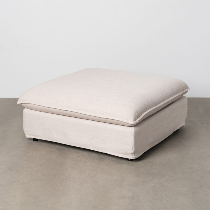 Puf bej tapitat din stofă cu structură din mdf [2]