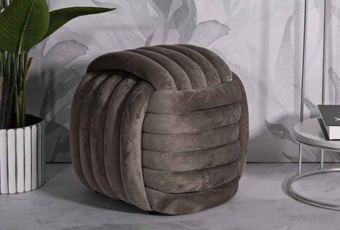 Puf Catifea Gri | Design Nautic | Mobilier Modern [2]