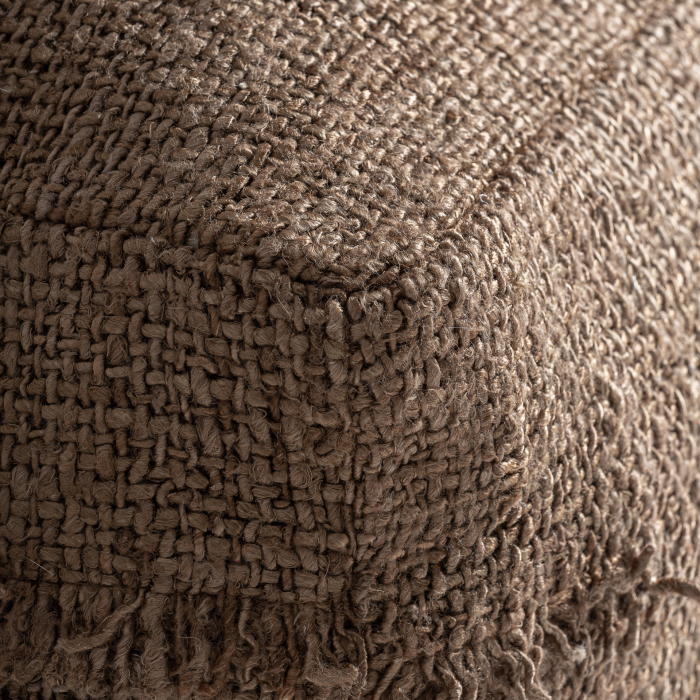 Puf decorativ din bumbac beige și in maro cu textură boho Liam [3]