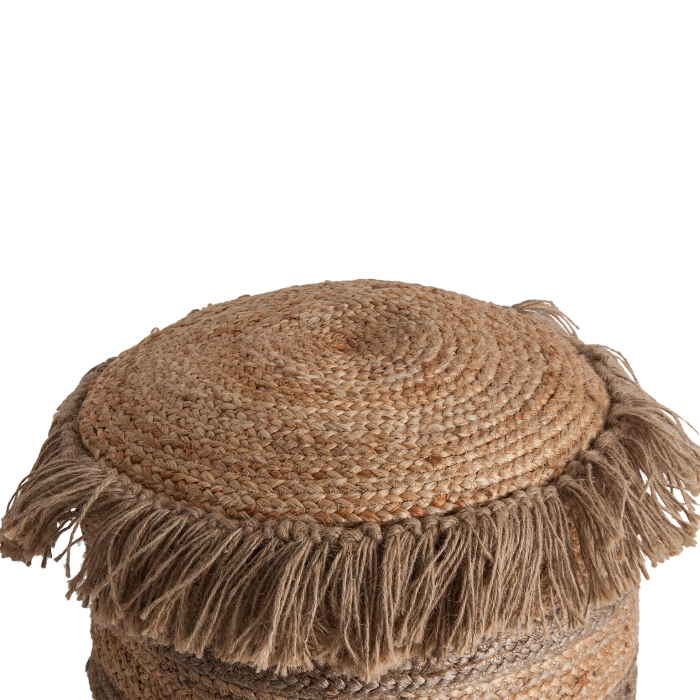 Puf vintage iuta maro rotund|Pufuri autentice [2]