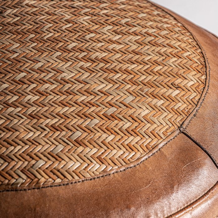 Puf vintage piele si ratan | Pufuri confortabile living [2]