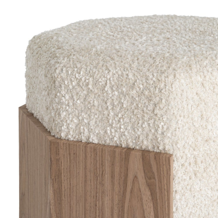 Puf din stofă crem cu structură din MDF [4]