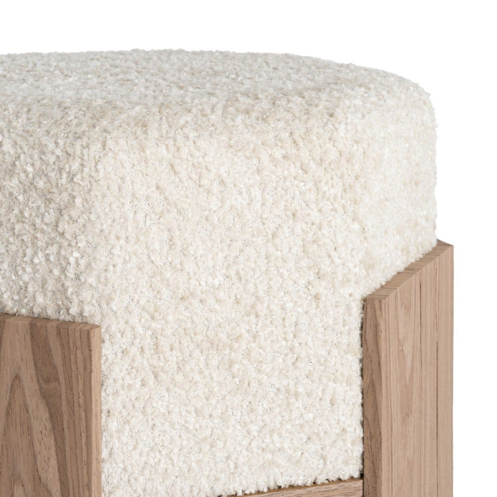 Puf din stofă crem cu structură din MDF [3]