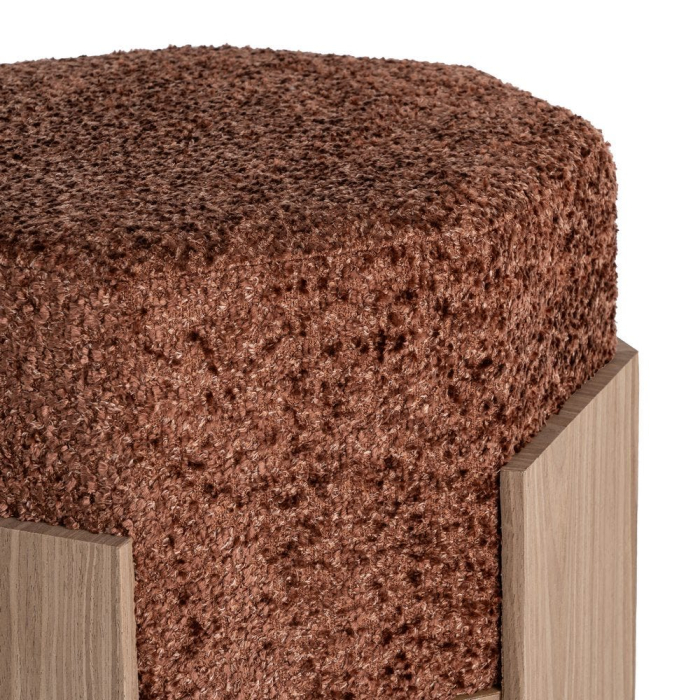 Puf din stofă maro cu structură din MDF [4]