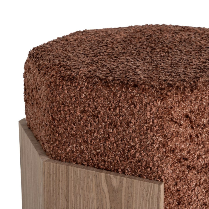 Puf din stofă maro cu structură din MDF [5]